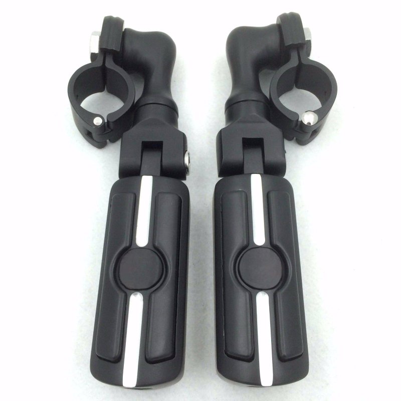 Black Short Adjustable Peg Mounting Kit With Skull Foot For 1 5 In Front Engine Guard Frame Tube Goldwing Vtx1300 Shadow