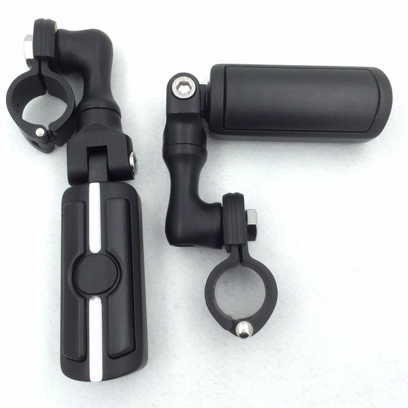 Black Short Adjustable Peg Mounting Kit With Skull Foot For 1 5 In Front Engine Guard Frame Tube Goldwing Vtx1300 Shadow
