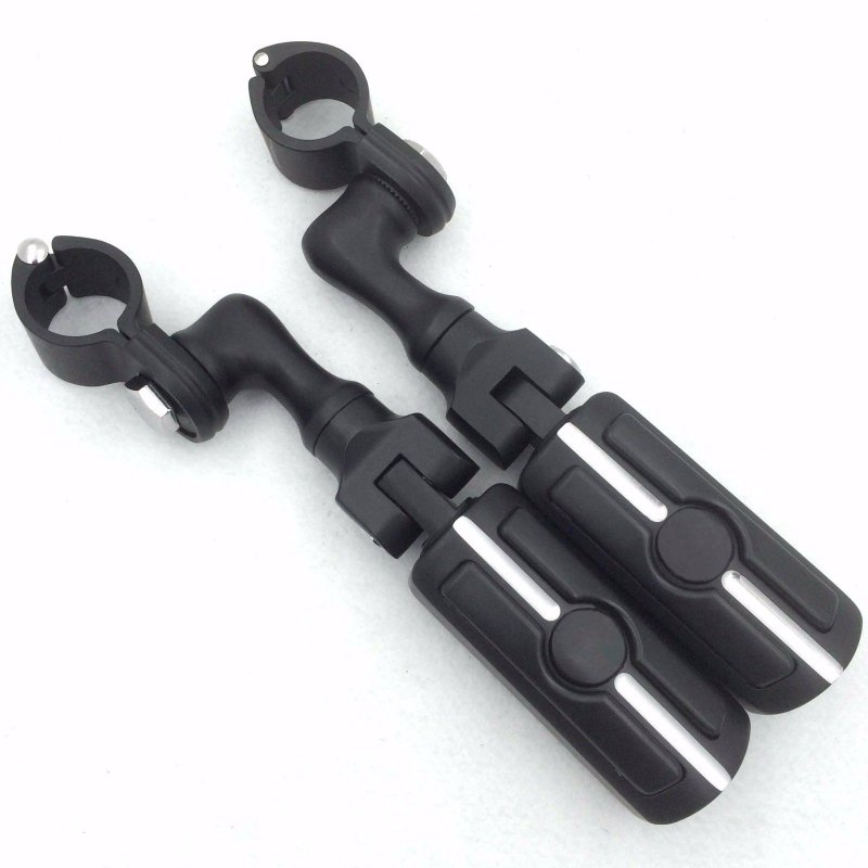 Black Short Adjustable Peg Mounting Kit With Skull Foot For 1 5 In Front Engine Guard Frame Tube Goldwing Vtx1300 Shadow