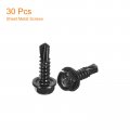 Uxcell 10 X 3 4 Hex Washer Head Self Drilling Screws 30pcs 410 Stainless Steel Sheet Metal Tapping For Wood Black