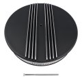 14 Half Finned Polished Aluminum Air Cleaner With Recessed Base And Paper Element Black Replacement For Single Quad Carburetors 
