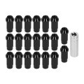 20pcs Wheel Lug Nuts M14x1 5 Thread 2in Height 7075- Aluminum Thru Hole Locking Black