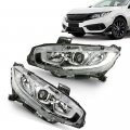 Gdae10 For 2016-2020 Honda Civic Headlight Assembly Replacement 1 Pair Left Right Driver Passenger Side Projector Headlamps 