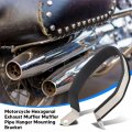 Exhaust Muffler Clamp Stainless Steel Motorcycle Hexagons Silencer Brackets Clamp Universal Hanger
