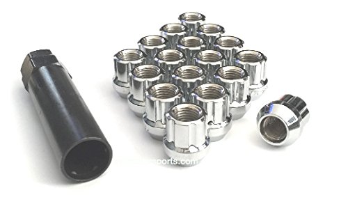 Open End Duplex Chrome Spline Acorn Drive Tuner Lug Nuts Small Diameter Wheel Locks With Key 20 Pieces 12x1 75