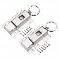 Uxcell Door Barrel Bolt Stainless Steel 304 Ring-pull Spring Loaded Auto Sliding Lock W Screw 2 Pcs