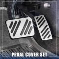 X Autohaux Aluminium Alloy Automatic Brake Pedal Pad Gas Accelerator Cover Kit For Cadillac Xt4 Xt5 Xt6 2014-2021 Silver Tone