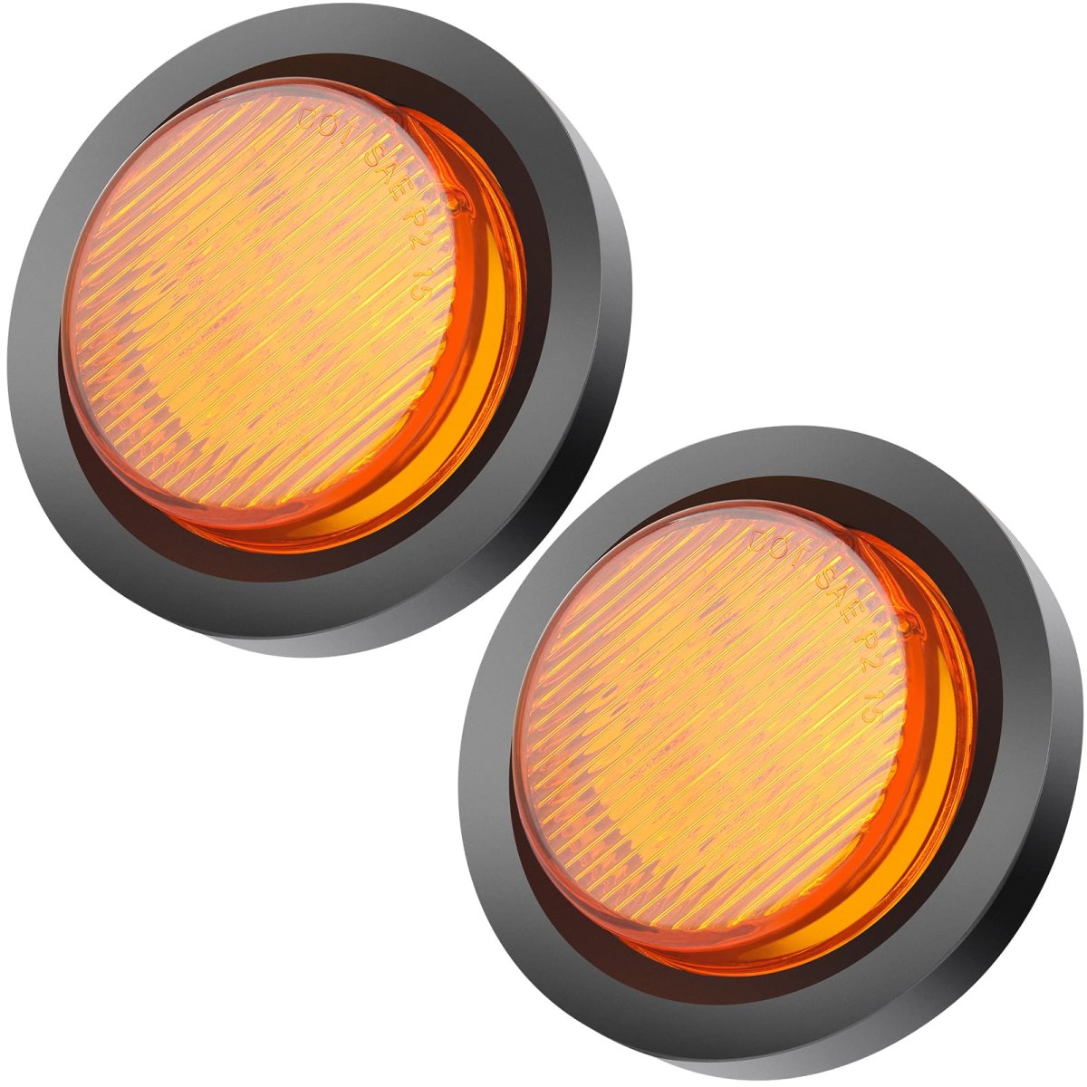 Round Amber 9 Led Side Marker Clearance Lights With Rubber Grommet Waterproof Universal Mount Trailer For Freightliner And