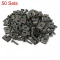 X Autohaux 50 Sets 4 2x16mm U Clip Screw Assortment Car Clips Fasteners With Screws For Bumper Dash Door Panel Interior Army