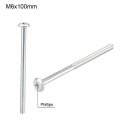 Uxcell M6x100mm Phillips Head Machine Screws Zinc Plated Cross Screw Leather Fasteners Bolts For Account Book Half Thread