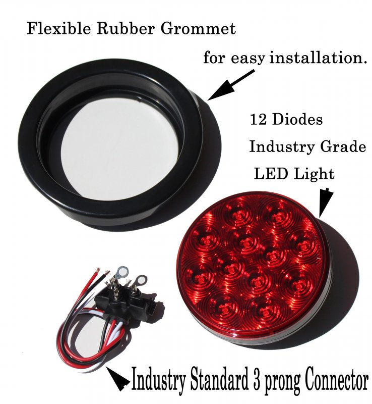 Blingbling 10 Truck Trailer Red Lens 4 Round Led Stop Turn Tail Light Includes Grommet Plug