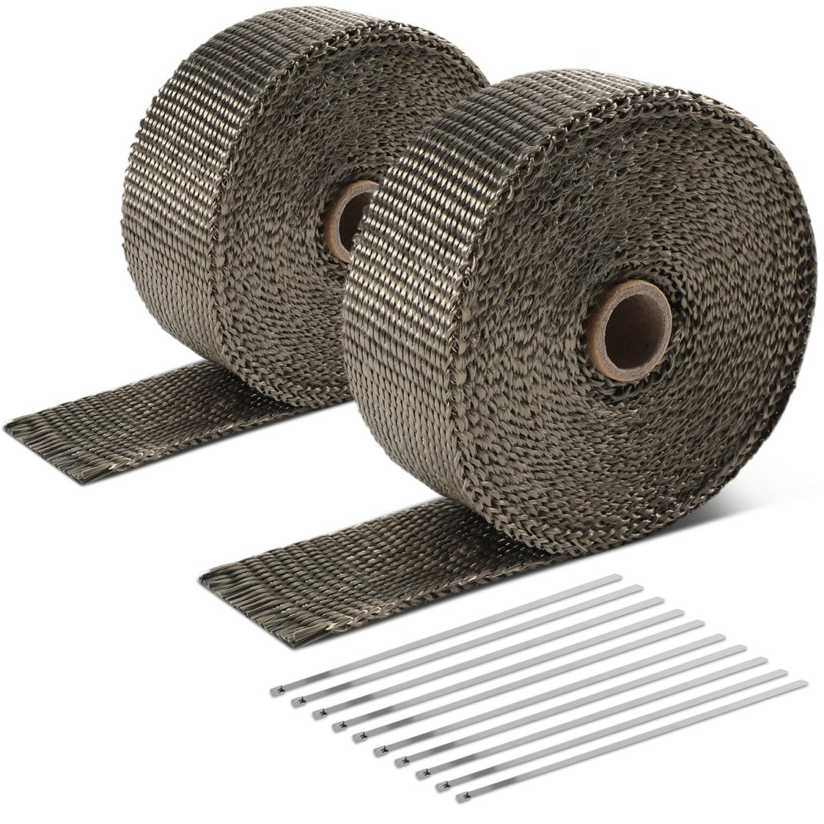 Auto Dynasty Exhaust Header Heat Wraps Roll With 10 Steel Ties 2in X 30ft Fiberglass Shield Tape For Motorcycle Car Exhausts