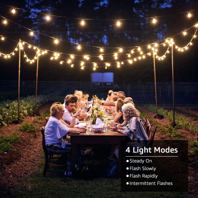 Solar Outdoor String Lights 25ft 26 Led G40 Globe Bulbs Usb Rechargeable Portable Edison Bistro Warm White Waterproof For Patio