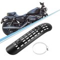 1 Set Universal Motorcycle Curve Exhaust Heat Shield Pipe Insulation Muffler Guard With 70-100mm Clamps Black
