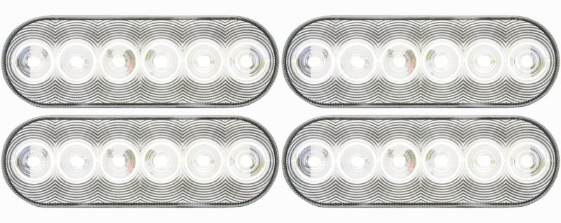 Optronics 4 Pack 6 Oval Clear Led Back Up Light 2 Pin Connection Bul12cb