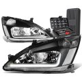 Auto Dynasty Led Drl Black Housing Clear Corner Headlight Lamps Tool Kit Compatible With Honda Accord 03-07