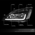 Auto Dynasty Led Drl Black Housing Clear Corner Headlight Lamps Tool Kit Compatible With Honda Accord 03-07