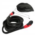 Munirater 7 8 Inch X 30 Foot 28660lbs Black Kinetic Recovery Tow Rope With 2 Soft Shackles Heavy Duty Stretch Nylon Towing 