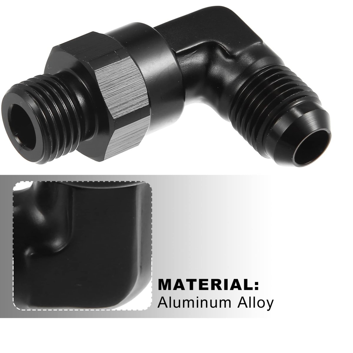 90 Degree 6an Flare To Orb Port Male Fuel Pump Rail Adapter Swivel Fitting Adapters With O Ring For Car Aluminum Alloy Black