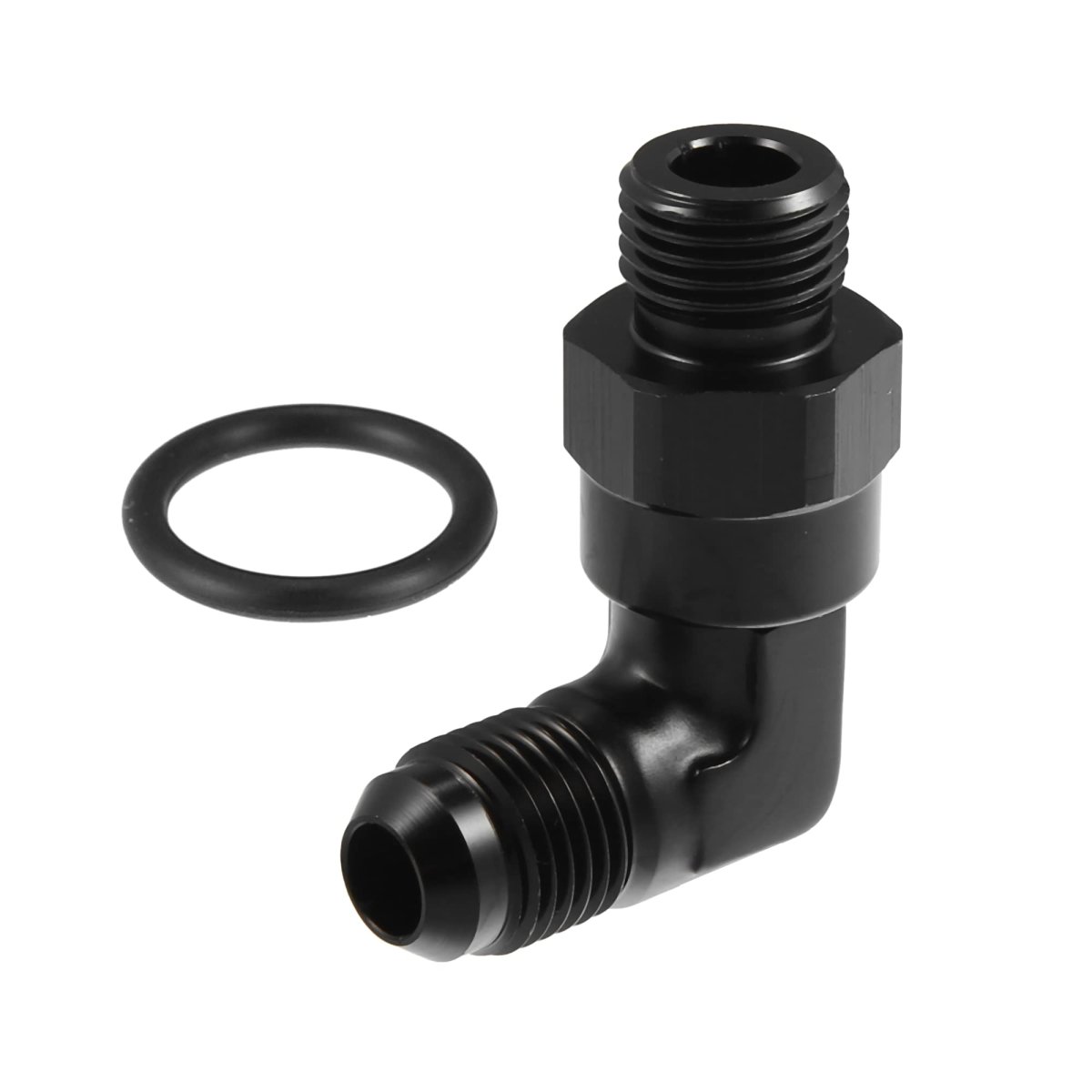 90 Degree 6an Flare To Orb Port Male Fuel Pump Rail Adapter Swivel Fitting Adapters With O Ring For Car Aluminum Alloy Black