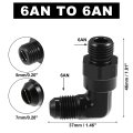 90 Degree 6an Flare To Orb Port Male Fuel Pump Rail Adapter Swivel Fitting Adapters With O Ring For Car Aluminum Alloy Black