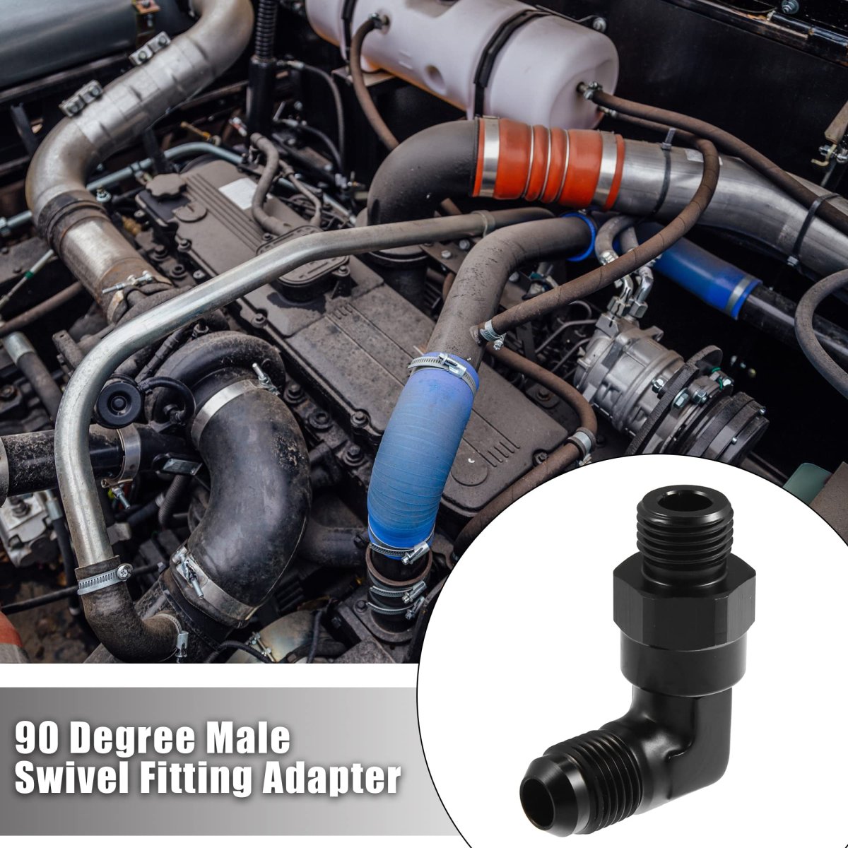 90 Degree 6an Flare To Orb Port Male Fuel Pump Rail Adapter Swivel Fitting Adapters With O Ring For Car Aluminum Alloy Black