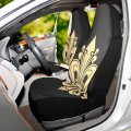 Oyihfvs French Yellow Gold Fleur-de-lis Royal Lilies Bunches 2pcs Front Car Seat Covers Set Universal Fit For Vehicle Sedan