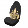 Oyihfvs French Yellow Gold Fleur-de-lis Royal Lilies Bunches 2pcs Front Car Seat Covers Set Universal Fit For Vehicle Sedan