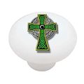 Ornate Celtic Cross Decorative High Gloss Ceramic Drawer Knob 