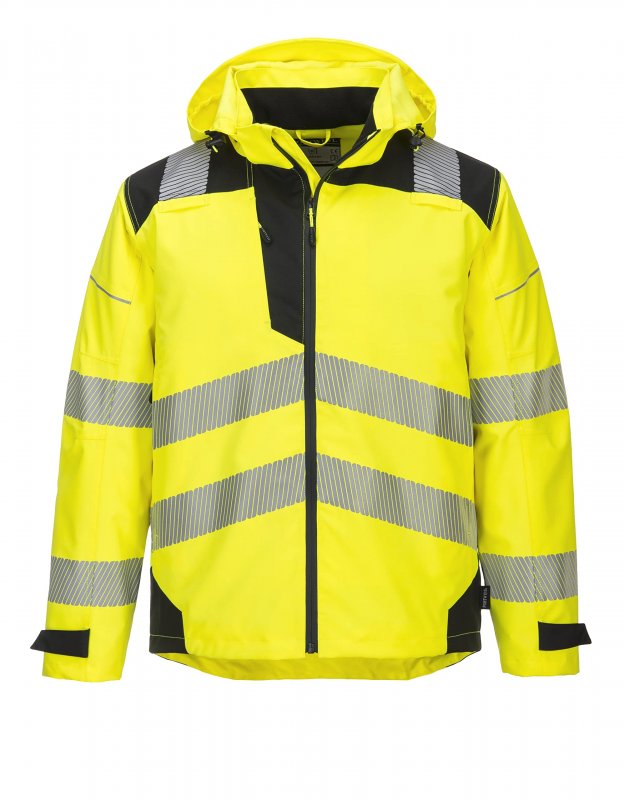 Portwest Pw365 Men S Hi Vis Reflective Waterproof 3-in-1 Jacket Safety Yellow Black 3x-large