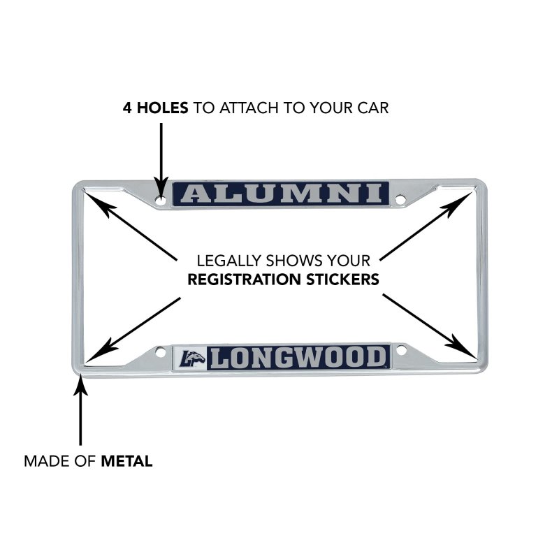 Longwood University Lancers License Plate Frame Officially Licensed Metal Car Tag Holder Alumni 2 Pack Standard Size 6 25 In By