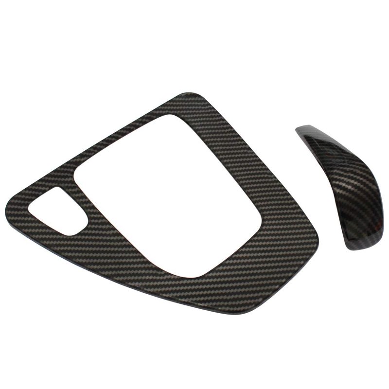 Xtremeamazing Car Gear Box Shift Control Panel Frame Cover With Knob Head Trim Cap Sticker Carbon Fiber Style