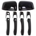 Sportuli Black Mirror Covers Door Handle Replacement For 2011-2021 J-eep Grand Cherokee D-odge Durango 