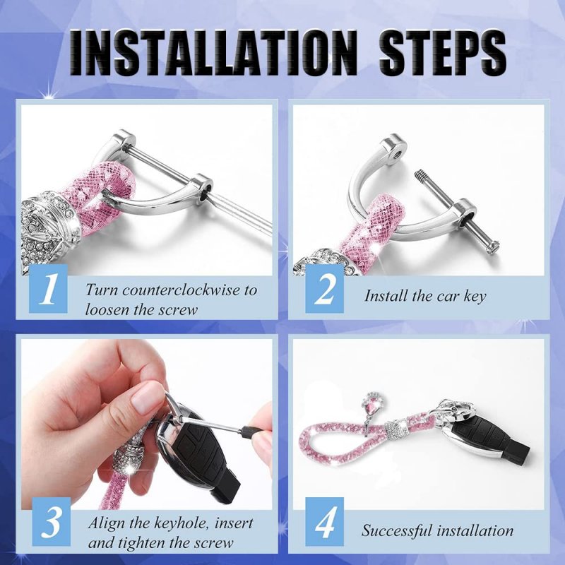 Crystal Car Key Chain For Women Accessories With Bling Rhinestones Ring All Keys Pink