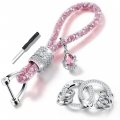 Crystal Car Key Chain For Women Accessories With Bling Rhinestones Ring All Keys Pink