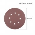 Uxcell 10pcs 7 Inch 8 Hole Hook And Loop Sanding Disc 320 Grit Flocking Sandpaper Random Orbital Sander Paper