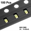 Uxcell 100pcs 0603 White Surface Mounted Devices Led Diode Lights Super Bright Lighting Bulb Lamps Electronics Components Light