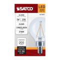 Satco S21200 3w G16 5 Led Filament Lamp Clear Candelabra Base 2700k Warm White 200 Lumens 120v 25w Incandescent Equivalent Wet