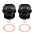 2 Set 0x1 5 Oil Drain Plug Magnetic Aluminum Alloy Sump Nut Bolt With 2 Washer For Car Motorcycle Black 