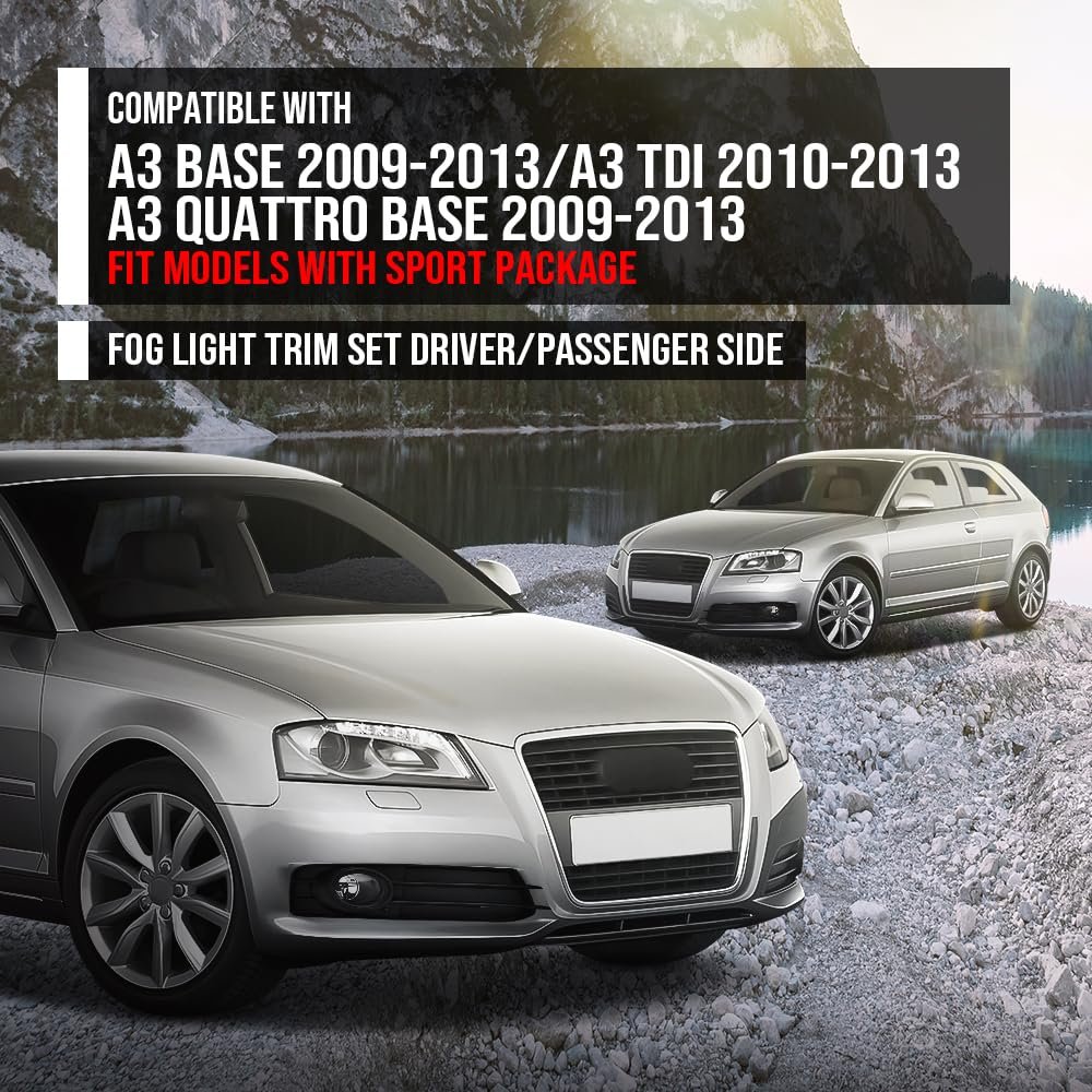 Fog Light Trim Set Driver And Passenger Side For Audi A3 Base Quattro 2009-2013 Fit Models With Sport Package 8p0 807 681 N Zde