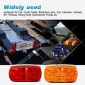 Partsam 14x Trailer Marker Led Light Double Bullseye 10 Diodes Clearance Red Amber