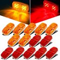 Partsam 14x Trailer Marker Led Light Double Bullseye 10 Diodes Clearance Red Amber