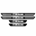 Ipick Image Compatible With Ram 2019 Up Logo Black Real Carbon Fiber 4 Pcs Universal Car Door Sill Step Protector Kick Plates