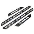 Ipick Image Compatible With Ram 2019 Up Logo Black Real Carbon Fiber 4 Pcs Universal Car Door Sill Step Protector Kick Plates