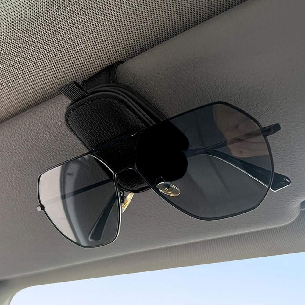 Dodge Demon Logo Magnetic Sunglass Holder For Car Sun Visor Black Faux Leather Mount Clip Official Licensed 2 5 In X 1 8