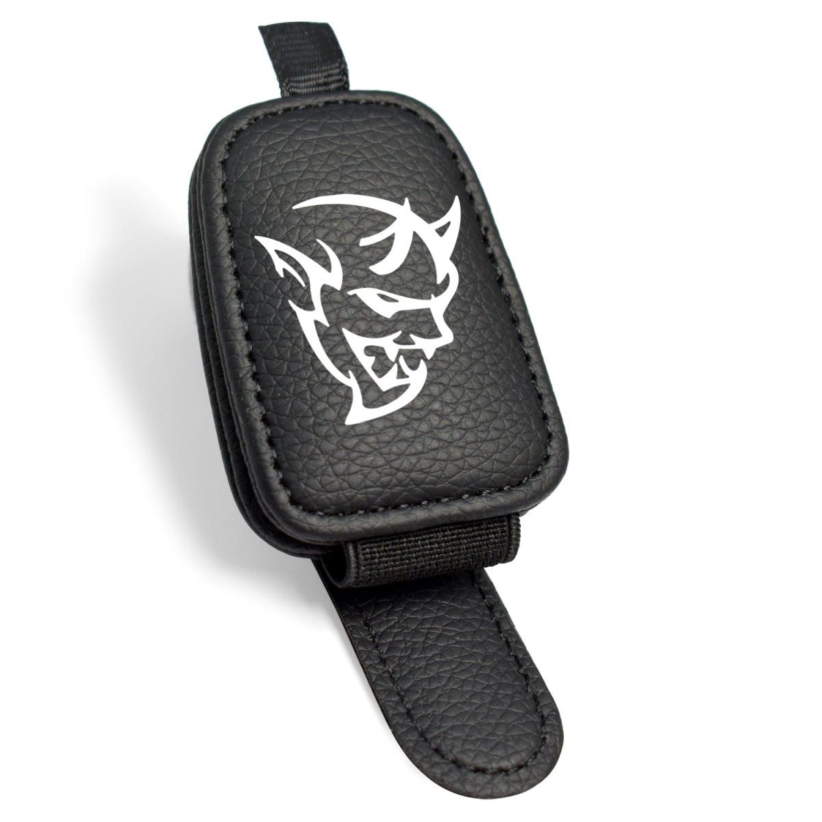 Dodge Demon Logo Magnetic Sunglass Holder For Car Sun Visor Black Faux Leather Mount Clip Official Licensed 2 5 In X 1 8