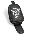 Dodge Demon Logo Rectangle Black Leather Magnetic Sunglass Holder Car Sun Visor Mount Clip Official Licensed 