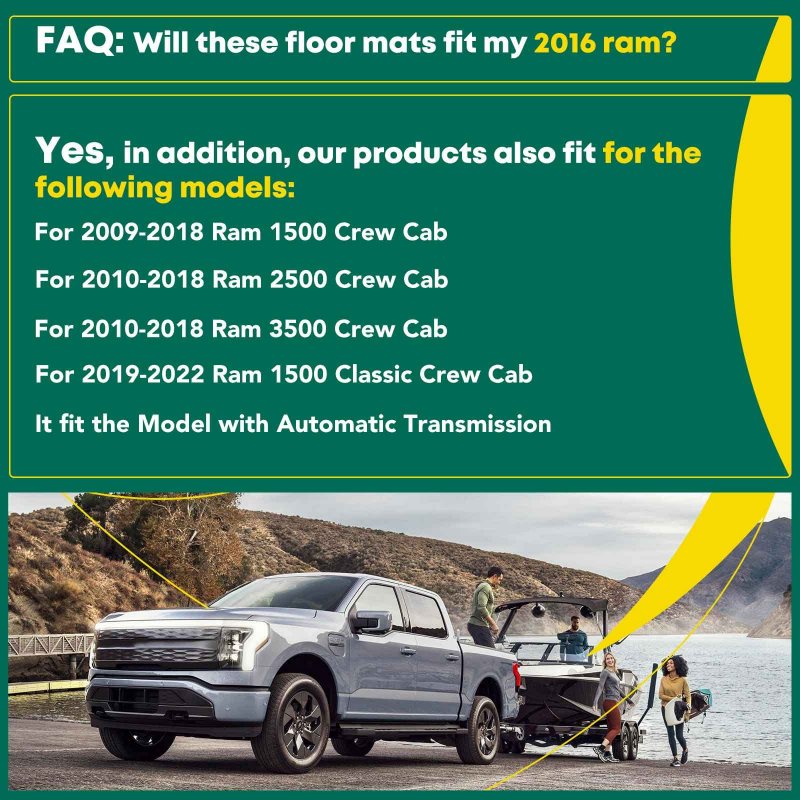 All Weather Floor Mats For Ram 1500 2500 3500 2009 To 2018 And Classic 2019 2024 Crew Cab Tpe Custom Fit Front Row Liners Set