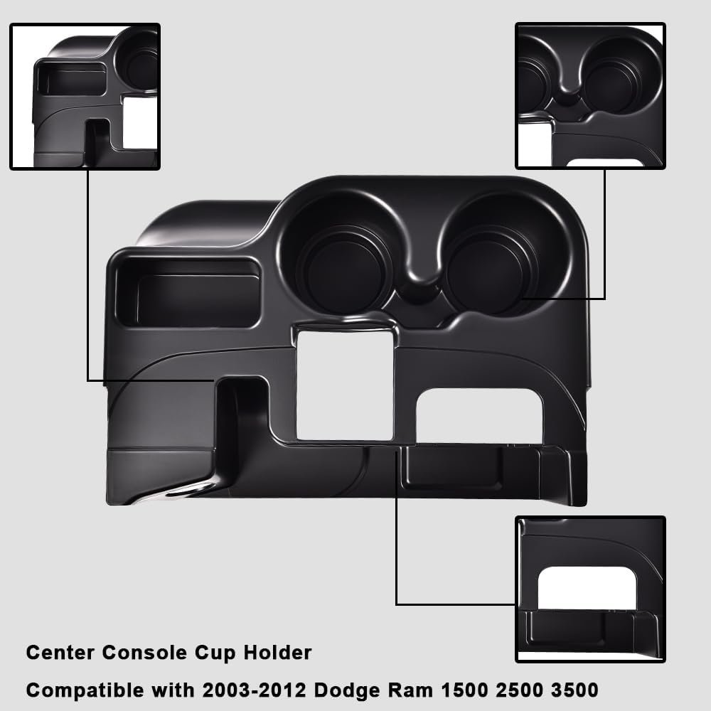 Matte Black Center Console Cup Holder For Dodge Ram 1500 2500 3500 2003 To 2012 Part Number 6l3z-18264a01-b