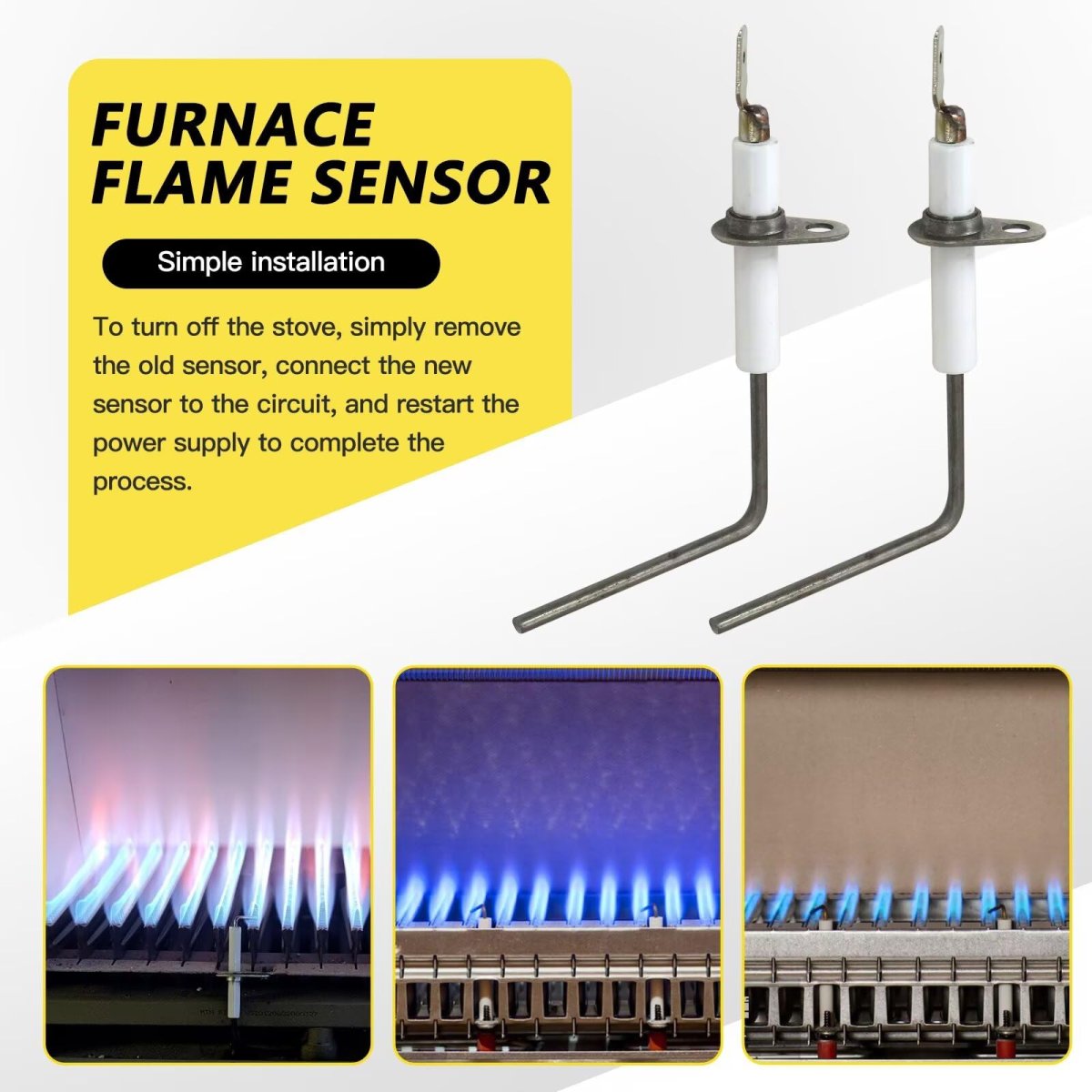 2x Sen01114 Furnace Flame Sensor For Trane American Standard Aud1b080a9481ab Aud1b080a9h31aa Aud1b080a9h31ba Aud1b080a9h31bb